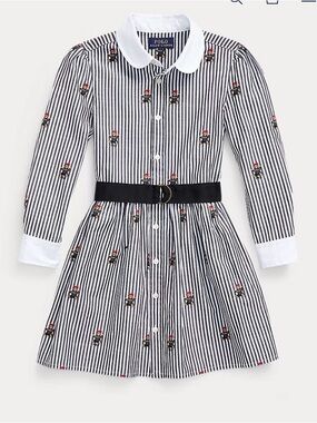Ralph Lauren toddler striped polo bear cotton shirt dress